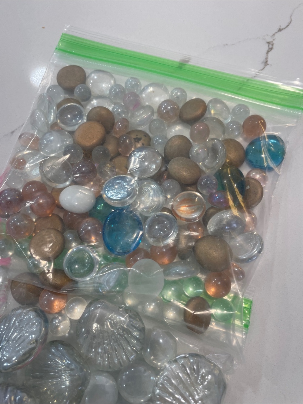 Source Unknown Mixed Glass and Stone Accent Beads - Clear, Brown, Blue, White - Picture 4 of 4